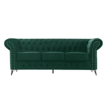 Chesterfield Green Plush Velvet 3+2 Seater Sofa - Prime Furniture