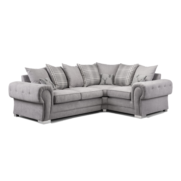 Verona Fabric Corner And 3+2 Seater Grey Sofa - Prime Furniture