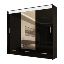 Florence High Gloss Sliding Door Wardrobe With Long LED Light Strip