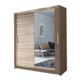 Lyon OAK/SONOMA Modern Double Mirror Sliding Door Wardrobe With LED Light - Prime Furniture