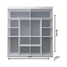 Lyon Grey Modern Double Mirror Sliding Door Wardrobe With LED Light - Prime Furniture